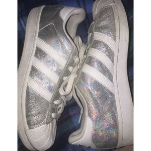 EUC adidas Originals holographic superstars